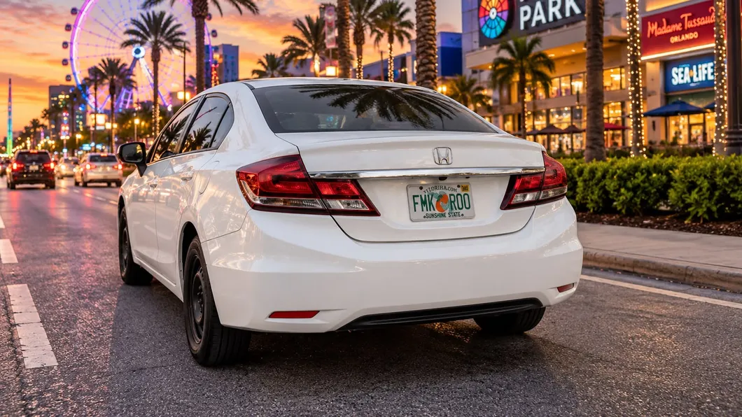 Honda Civic 2013 de lado, flota de Pick'N Go Rent A Car en Orlando