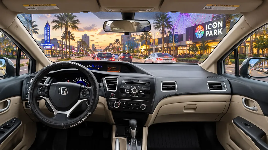 Honda Civic 2013 de lado, flota de Pick'N Go Rent A Car en Orlando