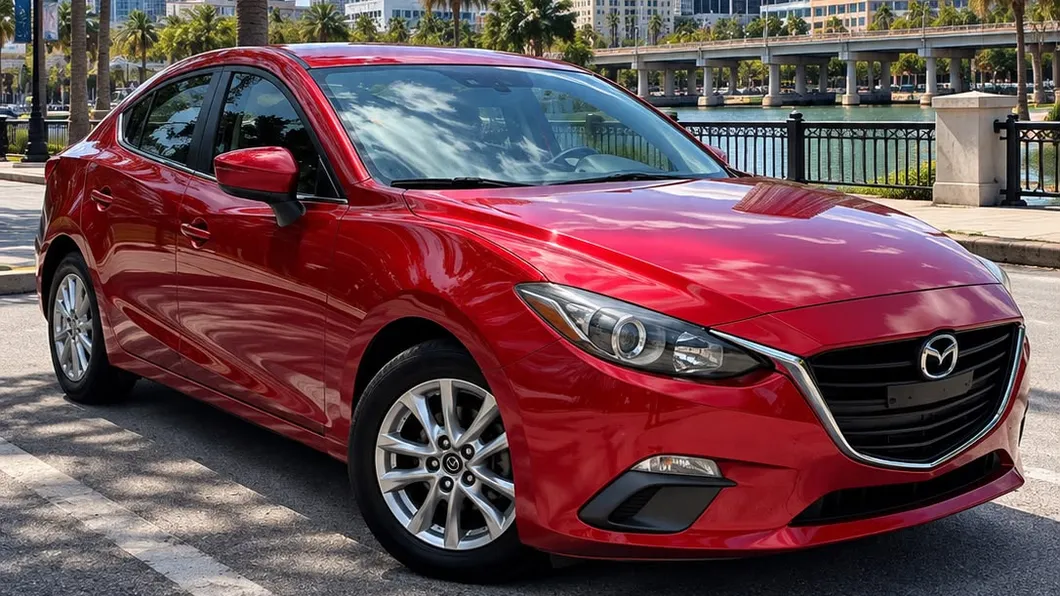 Mazda 3 2016 de frente, flota de Pick'N Go Rent A Car en Orlando