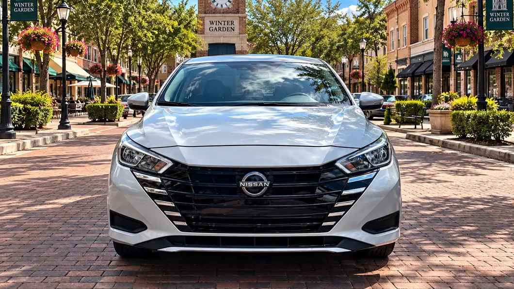 Nissan Versa 2024 de lado, flota de Pick'N Go Rent A Car en Orlando